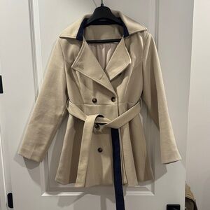 SHEIN Tan Double-Breasted Trench Coat
